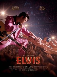 Austin Butler as Elvis Presley performing on stage